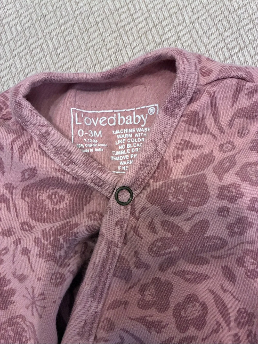 Loved Baby Mauve Floral layette Onesie & swaddle Blanket Set